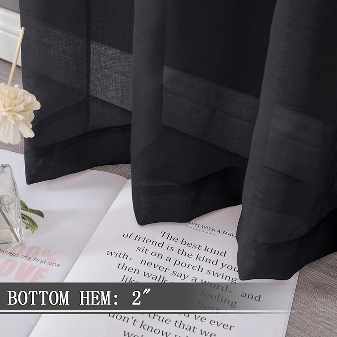 Tollpiz Sheer Tier Curtains Kitchen Linen Textured Half Curtain Sheers Light - Image 4