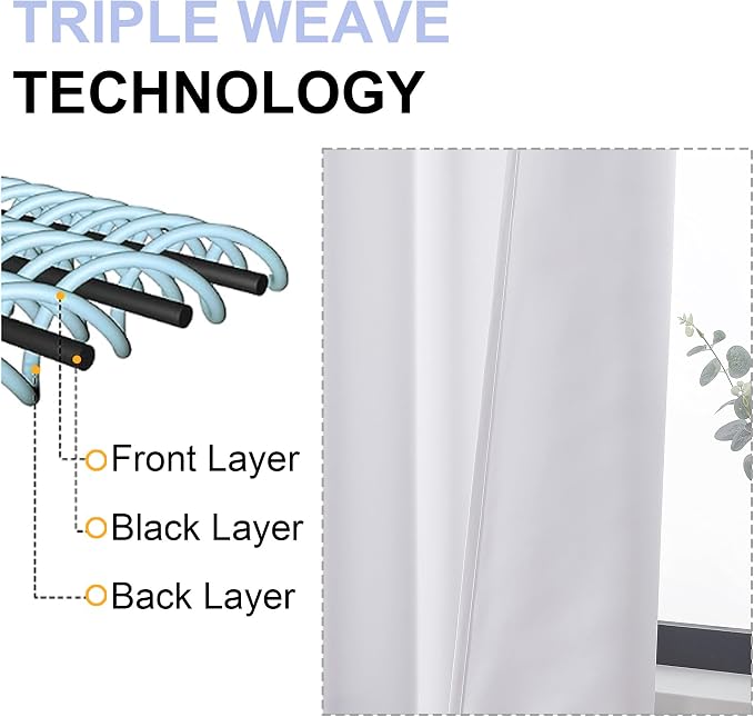 Simplebrand Ava Pure White Curtains 36 Inches Long 2 Panels, Light Filtering - Image 5