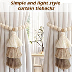 SRG Handmade Magnetic Wooden Bead Curtain Tiebacks 2 PCS | Simple Elegant - Image 7