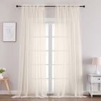 Chyhomenyc Cream Sheer Curtains 96 Inches Long 2 Panels, Light Filtering Cream by Chyhomenyc