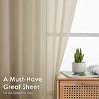 OVZME Taupe Sheer Curtains 96 Inches Long 2 Panels - Image 2