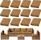 12Pcs Outdoor Cushion Covers, Patio Cushion Covers, Stretch Elastic Slipcovers by dreahoteztil