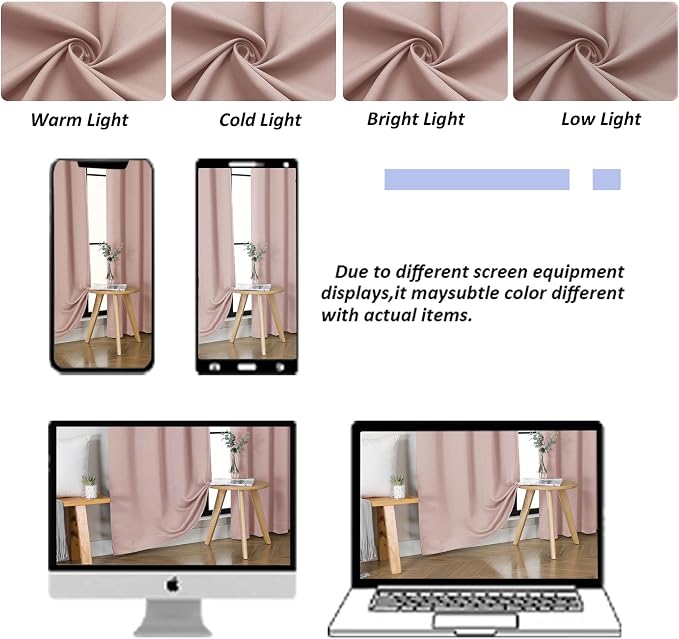 Simplebrand Ava Blush Short 24 Inches Blackout Curtain 2 Panels Set, Half - Image 8
