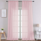 Chyhomenyc Extra Long Blush Pink Sheer Curtains 108 Inches Long 2 Panels by Chyhomenyc