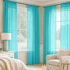 MIULEE Turquoise Sheer Curtains 108 Inches Long, 4 Panels Set, Light Filtering - Image 2