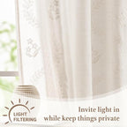jinchan Belrose Linen Floral Cafe Curtains 54 Inch Length Embroidered Farmhouse - Image 6