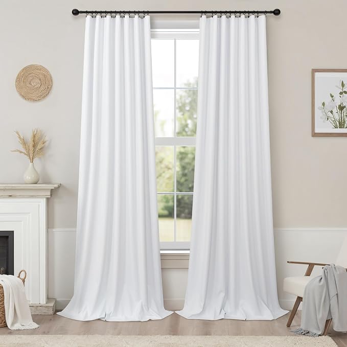 78 Inch Long Linen Textured Blackout Curtains 2 Panels Set - Image 9