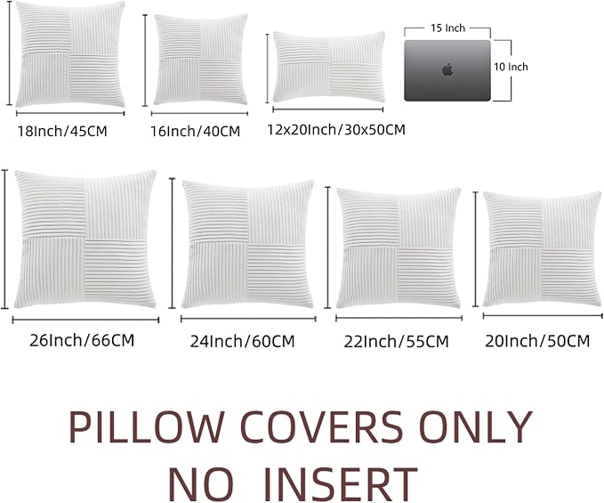 Fancy Homi 2 Packs Pure White Decorative Throw Pillow Covers 20x20 Inch - Image 7