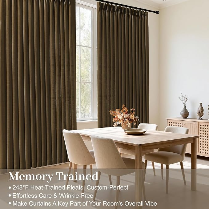 Pinch Pleated Linen Curtains 84 Inch Length 2 Panels Set, Light Filtering Linen - Image 4