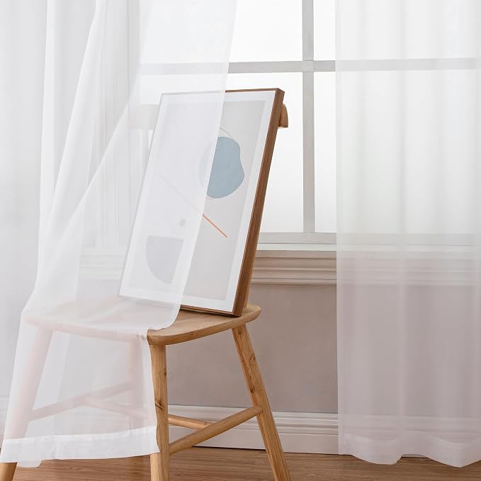 Simplebrand Rod Pocket Top Solid Voile Sheer Curtains - Image 2