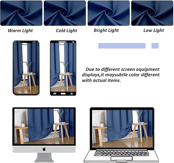 Simplebrand Ava Royal Blue Short 36 Inches Blackout Curtain 2 Panels Set - Image 9
