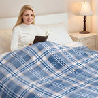 PU MEI Sherpa Blanket Twin Plaid Thick Bed Blanket, 60”*80” Super Soft Flannel - Image 4