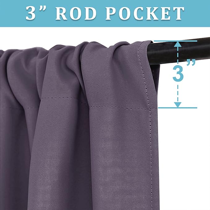 RYB HOME Blackout Curtains for Bedroom Living Room 63 inches Long, Thermal - Image 2
