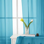 Lecloud Turquoise Sheer Curtains 72 Inches Long 2 Panels, Light Filtering Voile - Image 4