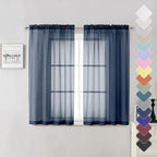 Lecloud Short Sheer Curtains 54 Inches Length 2 Panels, Light Filtering Voile by Lecloud