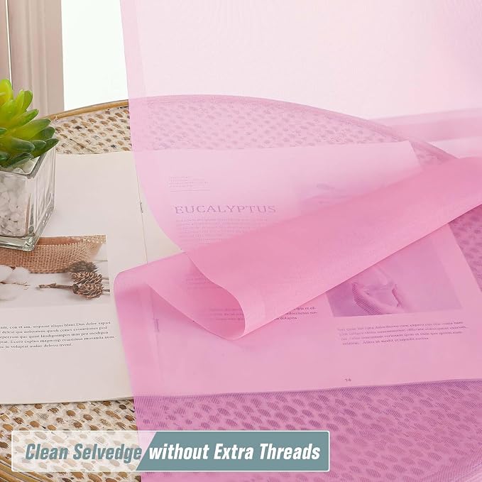 Light Pink Window Sheer Curtains 54 inch Length, Soft Airy Light Filtering - Image 2