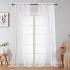 White Sheer Curtains for Bedroom Living Room 96 Inches Long 2 Panels, Modern by WelvetBLK