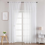 Sheer White Curtains for Bedroom Living Room 90 Inches Long 2 Panels Set by WelvetBLK