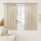 LAMIT Semi Sheer Linen Curtains 48 Inch Length 2 Panels, Light Filtering Panels by LAMIT