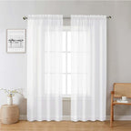 Lecloud White Sheer Curtains 78 Inches Long 2 Panels Set, Soft Voile Light by Lecloud