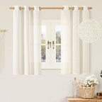 LAMIT 48 Inch Length Short Linen Curtains 2 Panels, Cream Ivory Light Filtering by LAMIT