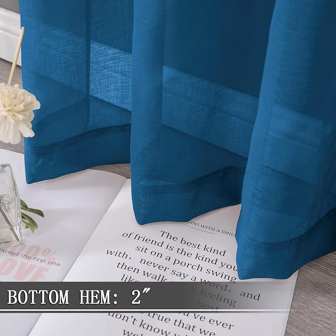 Tollpiz Sheer Curtain Linen Textured Bedroom Curtains Sheer Light Filtering Rod - Image 4