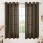 LAMIT Brown Linen Curtains 63 Inch Length by LAMIT