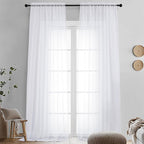 OVZME 2 Pack White Sheer Curtain Panels by OVZME