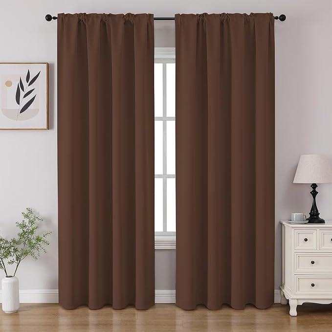 CUCRAF Brown Blackout Curtains 84 inch Length 2 Panels Set, Rod Pocket Room by CUCRAF
