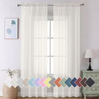Aiyufeng Ivory Curtains 108 inches Extra Long 2 Panels Set, Rod Pocket Elegant by Aiyufeng