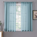 Tollpiz Short Sheer Curtains Linen Textured Living Room Curtain Sheers Light by Tollpiz
