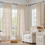jinchan Belrose Lined Linen Blend Curtains Boho Floral Curtains - Image 2