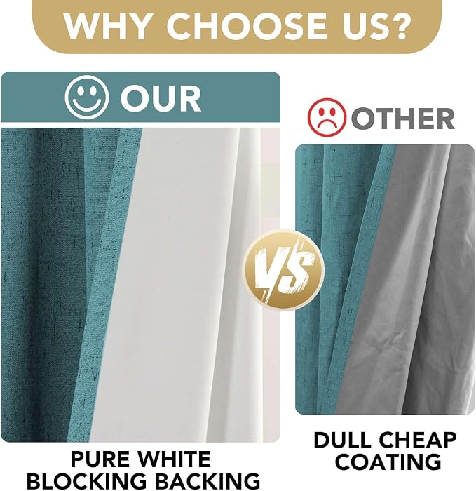H.VERSAILTEX Linen Blackout Curtains 54 Inches Long 100% Absolutely Blackout - Image 3