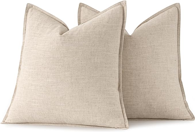 MIULEE Decorative Linen Pillow Covers 16x16 Inch Natural Beige Boho Farmhouse - Image 6