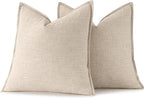 MIULEE Decorative Linen Pillow Covers 16x16 Inch Natural Beige Boho Farmhouse - Image 6