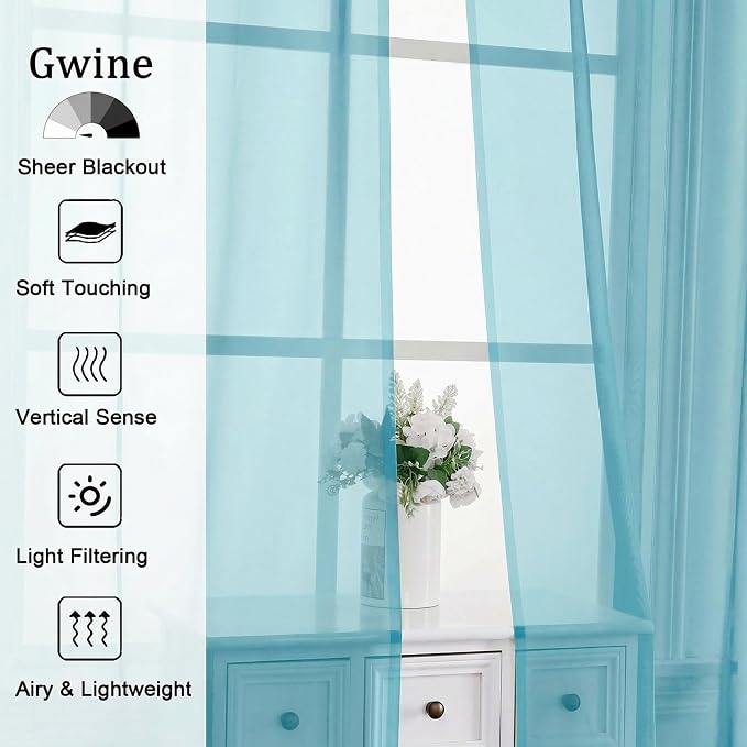 Gwine Short Kitchen Sheer Curtains 36 Inch Length - Image 4
