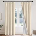 Joydeco 100% Blackout Pleated Curtains, Linen Window Curtains 2 Panel Sets 108 by JOYDECO