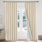 Joydeco 100% Blackout Pleated Curtains, Linen Window Curtains 2 Panel Sets 108 by JOYDECO