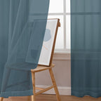 Chyhomenyc Dusty Blue Sheer Curtains 36 inch Length 2 Panels, Light Filtering - Image 6