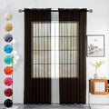 youleyar Solid Sheer Rod Pocket Curtain Voile Draperies 2 Panels White Beige by Youleyar