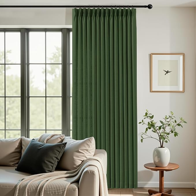 IVAPUPU 96 Inch Linen Curtains for Living Room, Pinch Pleated Semi Sheer - Image 6