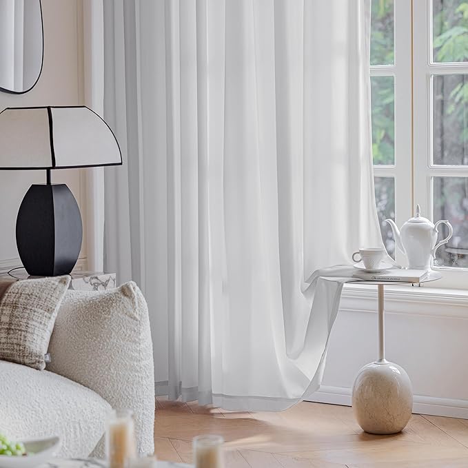 FMFUNCTEX Sheer Non-See-Through Grey Curtains - Image 6
