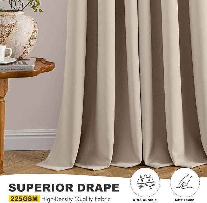 MIULEE Taupe Blackout Curtains for Bedroom Living Room 72 Inches Long 2 Panels - Image 5