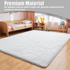 8x10 Fluffy Area Rugs for Living Room, Shag Area Rug for Bedroom, Soft White - Image 5