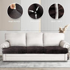 Leather Look Couch Cushion Covers Sofa Seat Slipcovers Sets Couches Furniture - Image 6