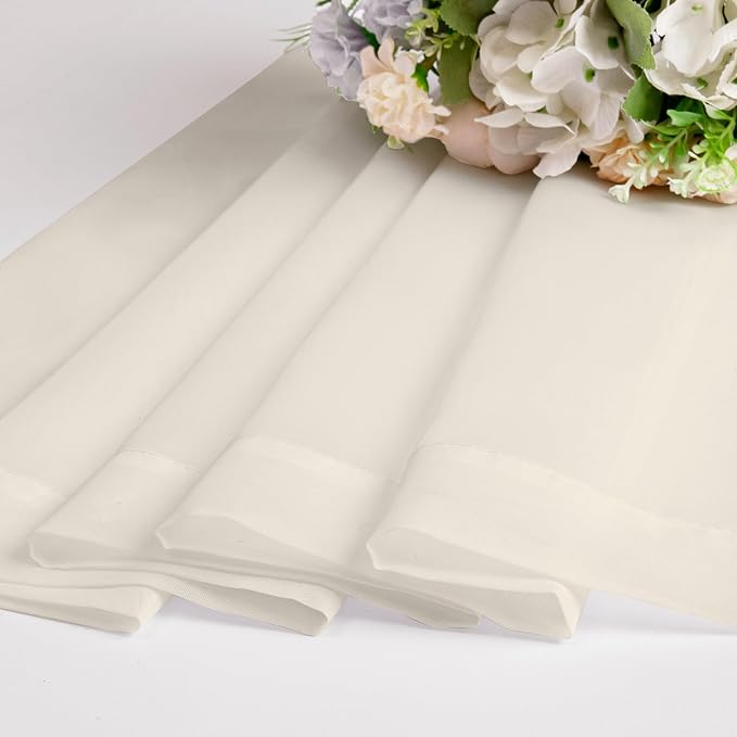 Gwine Cream Sheer Curtain Tiers 24 Inch Length 2 Panels, Light Filtering Voile - Image 5