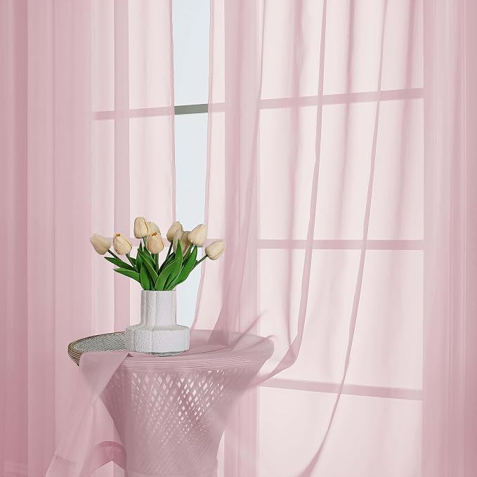 OWEINE Sheer Curtains 78 Inches Long 2 Panels Set, Rod Pocket Fimly Voile Solid - Image 6