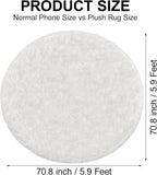 6x6 ft Tie Dye White Round Rug for Bedroom Room Fluffy Circle Rug Furry Carpet - Image 2