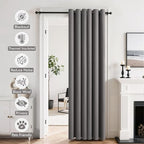 MIULEE Blackout Door Curtain Set of 2, 34 x 80 Inch Grey Thermal Insulated Room - Image 2