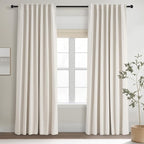 Topfinel Cream Linen Blackout Curtains 84 Inch Long by Topfinel